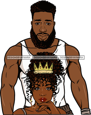 Black Couple Sexy Relationship African Ethnicity Queen Crown Strong Family Falling in Love Happiness Young Adult SVG Cutting Files For Silhouette and Cricut