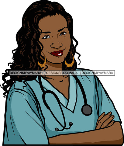 Afro Lola Nurse Doctor Save Life Hero Medical Occupation Bamboo Earrings SVG Cutting Files For Silhouette Cricut