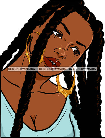 Afro Urban Street Black Girls Babe Bamboo Hoop Earrings Sexy Braids Hair Style  SVG Cutting Files For Silhouette Cricut