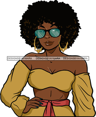 Afro Urban Street Black Girl Babe Sunglasses Bamboo Earrings Sexy Afro Hair Style SVG Cutting Files For Silhouette Cricut