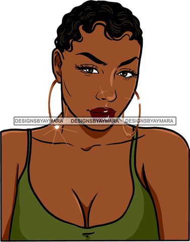 Afro Urban Street Black Girl Babe Bamboo Hoop Earrings Sexy Short Hair Style SVG Cutting Files For Silhouette Cricut