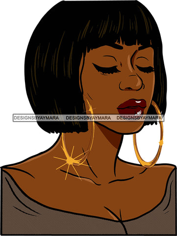 Afro Urban Street Black Girl Babe Bamboo Hoop Earrings Sexy Short Hair Style  SVG Cutting Files For Silhouette Cricut