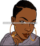 Afro Urban Street Black Girl Babe Bamboo Hoop Earrings Sexy Short Hair Style  SVG Cutting Files For Silhouette Cricut
