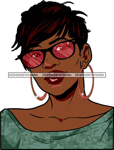 Afro Urban Street Black Girl Babe Bamboo Hoop Earrings Sexy Short Hair Style SVG Cutting Files For Silhouette Cricut