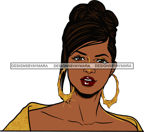 Afro Urban Street Black Girl Babe Bamboo Earrings Sexy Up Do Hair Style SVG Cutting Files For Silhouette Cricut