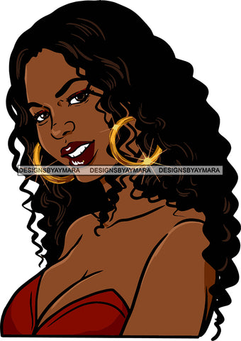 Afro Urban Street Black Girl Babe Bamboo Hoop Earrings Sexy Long Hair Style  SVG Cutting Files For Silhouette Cricut