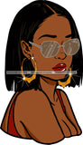 Afro Urban Street Black Girls Babe Bamboo Hoop Earrings Sexy Sunglasses Short Hair Style  SVG Cutting Files For Silhouette Cricut
