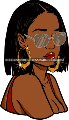 Afro Urban Street Black Girls Babe Bamboo Hoop Earrings Sexy Sunglasses Short Hair Style  SVG Cutting Files For Silhouette Cricut