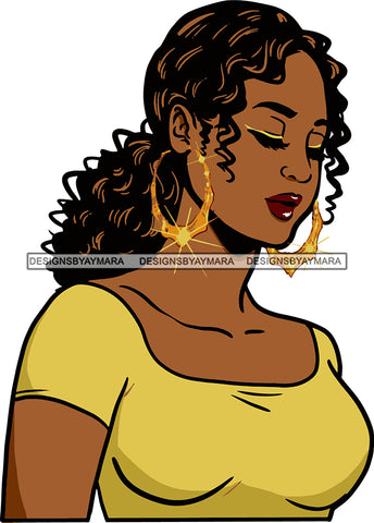 Afro Urban Street Black Girl Babe Bamboo Hoop Earrings Sexy Ponytail Hair Style  SVG Cutting Files For Silhouette Cricut