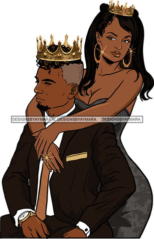 Black Couple Sexy Relationship African King Queen Bamboo Earrings Crown Family Falling in Love Young Adult SVG Cutting Files For Silhouette and Cricut