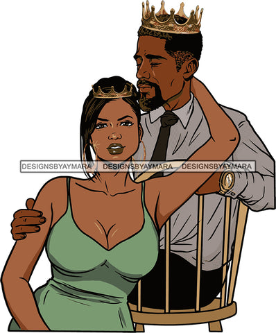 Black Couple Sexy Relationship African King Queen Bamboo Earrings Crown Family Falling in Love Young Adult SVG Cutting Files For Silhouette and Cricut