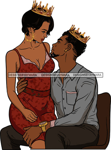 Black Couple Sexy Relationship African King Queen Bamboo Earrings Crown Family Falling in Love Young Adult SVG Cutting Files For Silhouette and Cricut