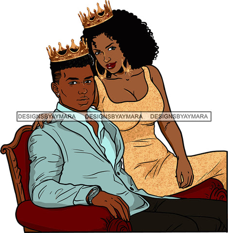 Black Couple Sexy Relationship African King Queen Bamboo Earrings Crown Family Falling in Love Young Adult SVG Cutting Files For Silhouette and Cricut