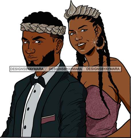 Black Couple Sexy Relationship African King Queen Bamboo Earrings Crown Family Falling in Love Young Adult SVG Cutting Files For Silhouette and Cricut