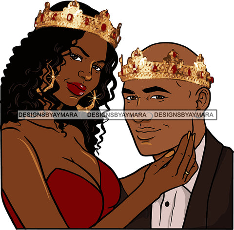 Black Couple Sexy Relationship African King Queen Bamboo Earrings Crown Family Falling in Love Young Adult SVG Cutting Files For Silhouette and Cricut
