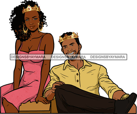 Black Couple Sexy Relationship African King Queen Bamboo Earrings Crown Family Falling in Love Young Adult SVG Cutting Files For Silhouette and Cricut