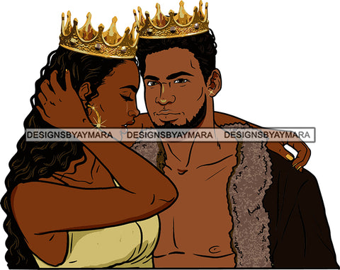 Black Couple Sexy Relationship African King Queen Bamboo Earrings Crown Family Falling in Love Young Adult SVG Cutting Files For Silhouette and Cricut