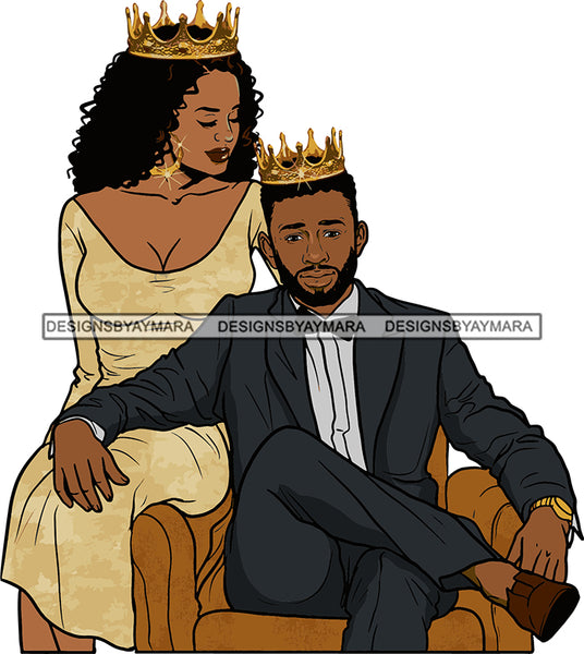 Black Couple Sexy Relationship African King Queen Bamboo Earrings Crown Family Falling in Love Young Adult SVG Cutting Files For Silhouette and Cricut