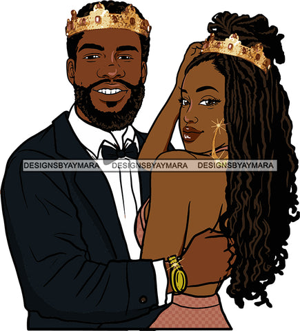 Black Couple Sexy Relationship African King Queen Bamboo Earrings Crown Family Falling in Love Young Adult SVG Cutting Files For Silhouette and Cricut
