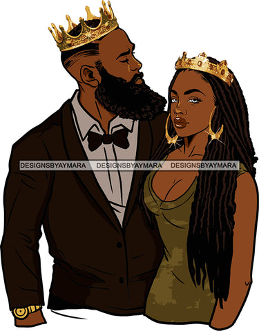 Black Couple Sexy Relationship African King Queen Bamboo Earrings Crown Family Falling in Love Young Adult SVG Cutting Files For Silhouette and Cricut