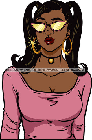 Afro Urban Street Girls Babe  Bamboo Hoop Earrings Sexy Sunglasses Pigtails Hair Style  SVG Cutting Files For Silhouette Cricut