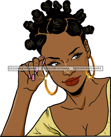 Afro Urban Street Girls Babe Bamboo Hoop Earrings Sexy Banku Knots Hair Style  SVG Cutting Files For Silhouette Cricut