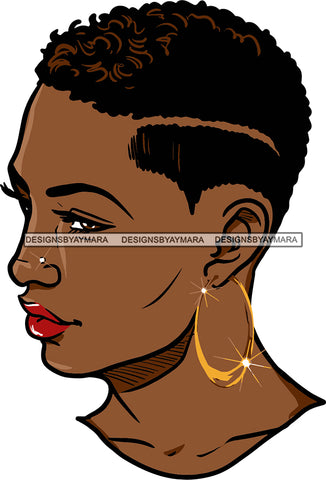 Afro Urban Street Girls Babe Bamboo Hoop Earrings Sexy Short Hair Style  SVG Cutting Files For Silhouette Cricut