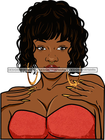 Afro Urban Street Black Girls Babe Bamboo Hoop Earrings Sexy Short Hair Style  SVG Cutting Files For Silhouette Cricut