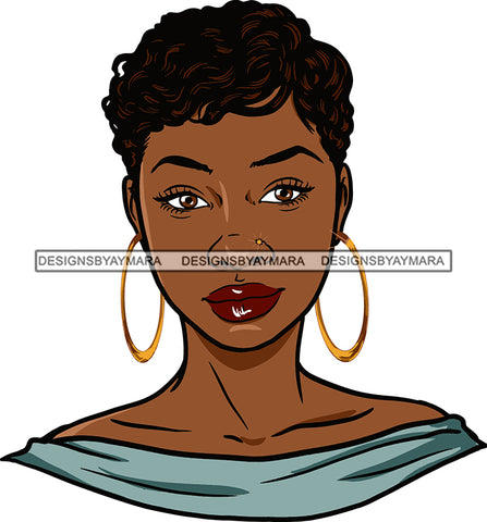 Afro Urban Street Black Girls Babe Bamboo Hoop Earrings Sexy Short Hair Style  SVG Cutting Files For Silhouette Cricut
