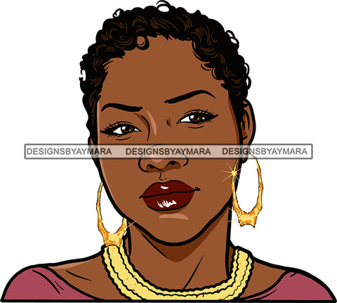 Afro Urban Street Girls Babe Bamboo Hoop Earrings Sexy Short Hair Style SVG Cutting Files For Silhouette Cricut