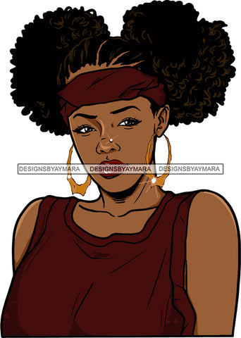 Afro Urban Street Girls Babe Bamboo Hoop Earrings Sexy Bandana Pigtails Hair Style  SVG Cutting Files For Silhouette Cricut