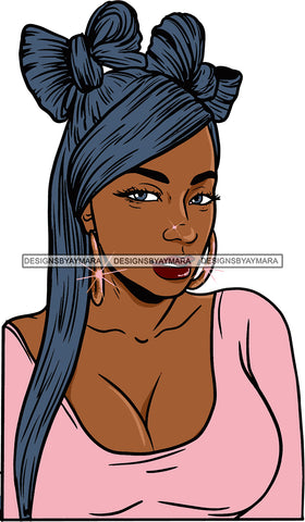 Afro Urban Street Girls Babe Bamboo Hoop Earrings Sexy Blue Hair Style SVG Cutting Files For Silhouette Cricut