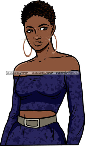 Afro Urban Street Black Girl Babe Bamboo Hoop Earrings Sexy Short Hair Style  SVG Cutting Files For Silhouette Cricut