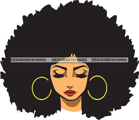 Black Goddess Lady Nubian Portrait Hoop Earrings Sexy Woman Afro Hair Style SVG Cutting Files For Silhouette  Cricut