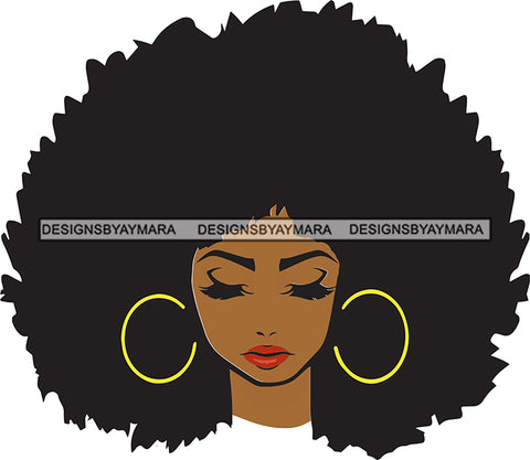 Black Goddess Lady Nubian Portrait Hoop Earrings Sexy Woman Afro Hair Style SVG Cutting Files For Silhouette  Cricut