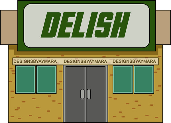 Neighborhood Urban Buildings Restaurant Fast Food Bakery Diner Store Streets Hood Gangster  SVG Cutting Files For Silhouette Cricut