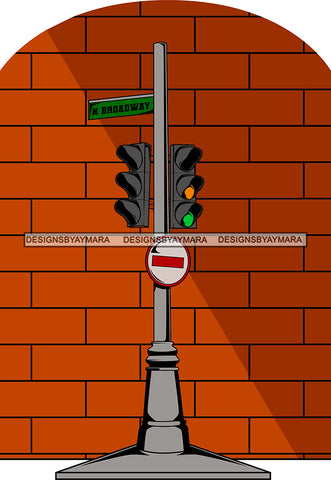 Neighborhood Urban Buildings Bricks Wall Traffic Lights Street Signs Hood Gangster  SVG Cutting Files For Silhouette Cricut