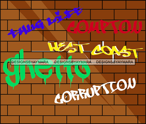 Neighborhood Urban Buildings Bricks Wall Graffiti Streets Hood Gangster  SVG Cutting Files For Silhouette Cricut