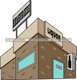 Neighborhood Urban Buildings Restaurant Fast Food Liquor Store Streets Hood Gangster  SVG Cutting Files For Silhouette Cricut