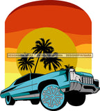 Muscle Car Antique Roadrunner Engine Retro Classic Bad Ass Gangster Rims Palm Trees  Sunshine Background   Auto SVG Cutting Files For Silhouette Cricut