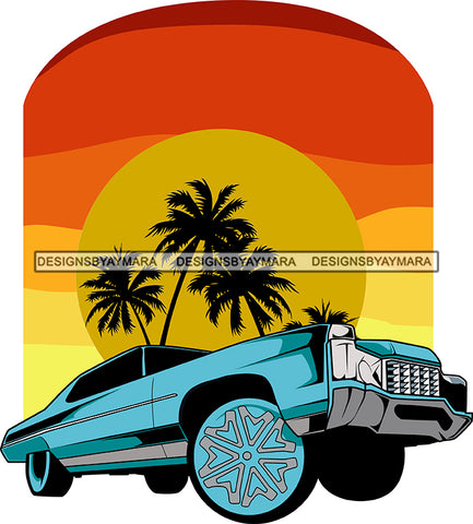 Muscle Car Antique Roadrunner Engine Retro Classic Bad Ass Gangster Rims Palm Trees  Sunshine Background   Auto SVG Cutting Files For Silhouette Cricut