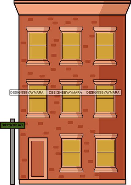 Neighborhood Urban Buildings Street Signs Hood Gangster  SVG Cutting Files For Silhouette Cricut