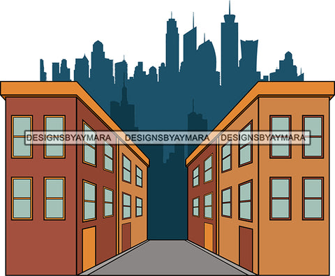 Neighborhood Urban Buildings Streets Downtown Background Hood Gangster  SVG Cutting Files For Silhouette Cricut