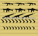 Guns Display Variety Gun Powder Shotgun Rifle Assault Riffle Pistol Firearms SVG Cutting Files For Silhouette Cricut