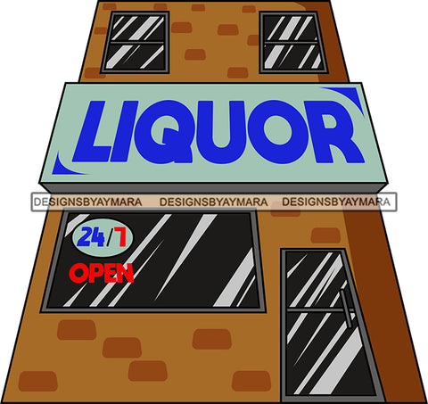 Neighborhood Urban Buildings Liquor Store Streets Hood Gangster  SVG Cutting Files For Silhouette Cricut