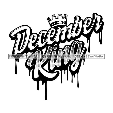 December King Man Royalty Sign Bleed Crown Throne Black Man B/W SVG Files For Cutting