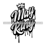 May King Man Royalty Sign Bleed Crown Throne Black Man B/W SVG Files For Cutting