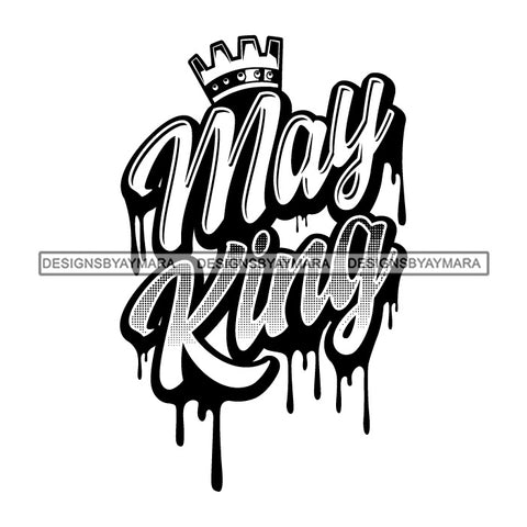 May King Man Royalty Sign Bleed Crown Throne Black Man B/W SVG Files For Cutting