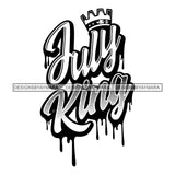 July King Man Royalty Sign Bleed Crown Throne Black Man B/W SVG Files For Cutting