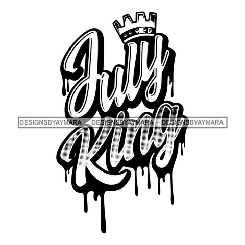 July King Man Royalty Sign Bleed Crown Throne Black Man B/W SVG Files For Cutting